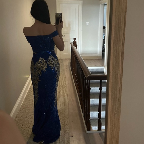Blue and gold Prom/ Evening dress - Picture 3 of 7